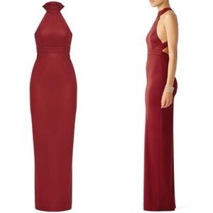 AQ/AQ Burgundy Halter Maxi Dress